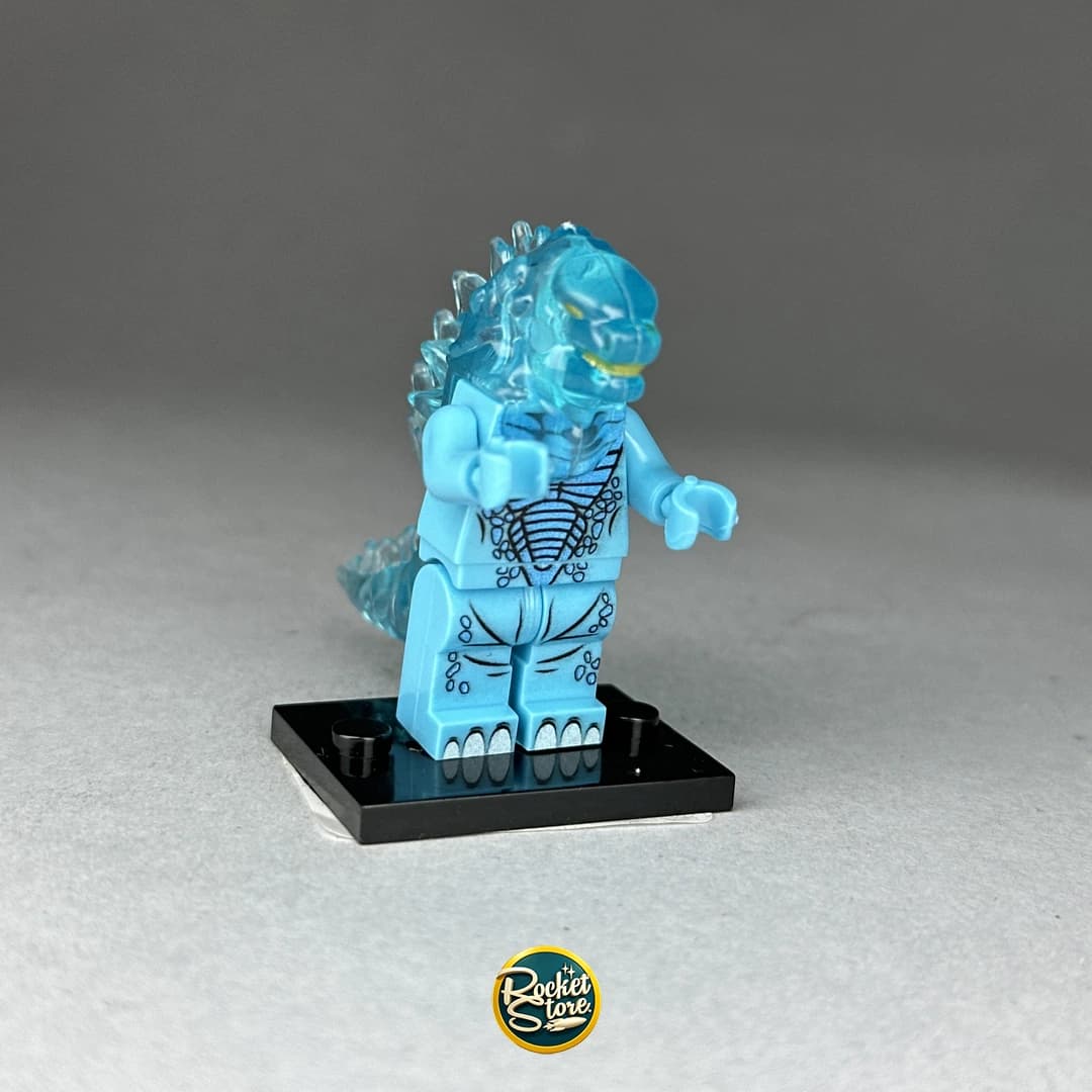 Minifigura tipo LEGO Atomic Godzilla Azul Cristalino