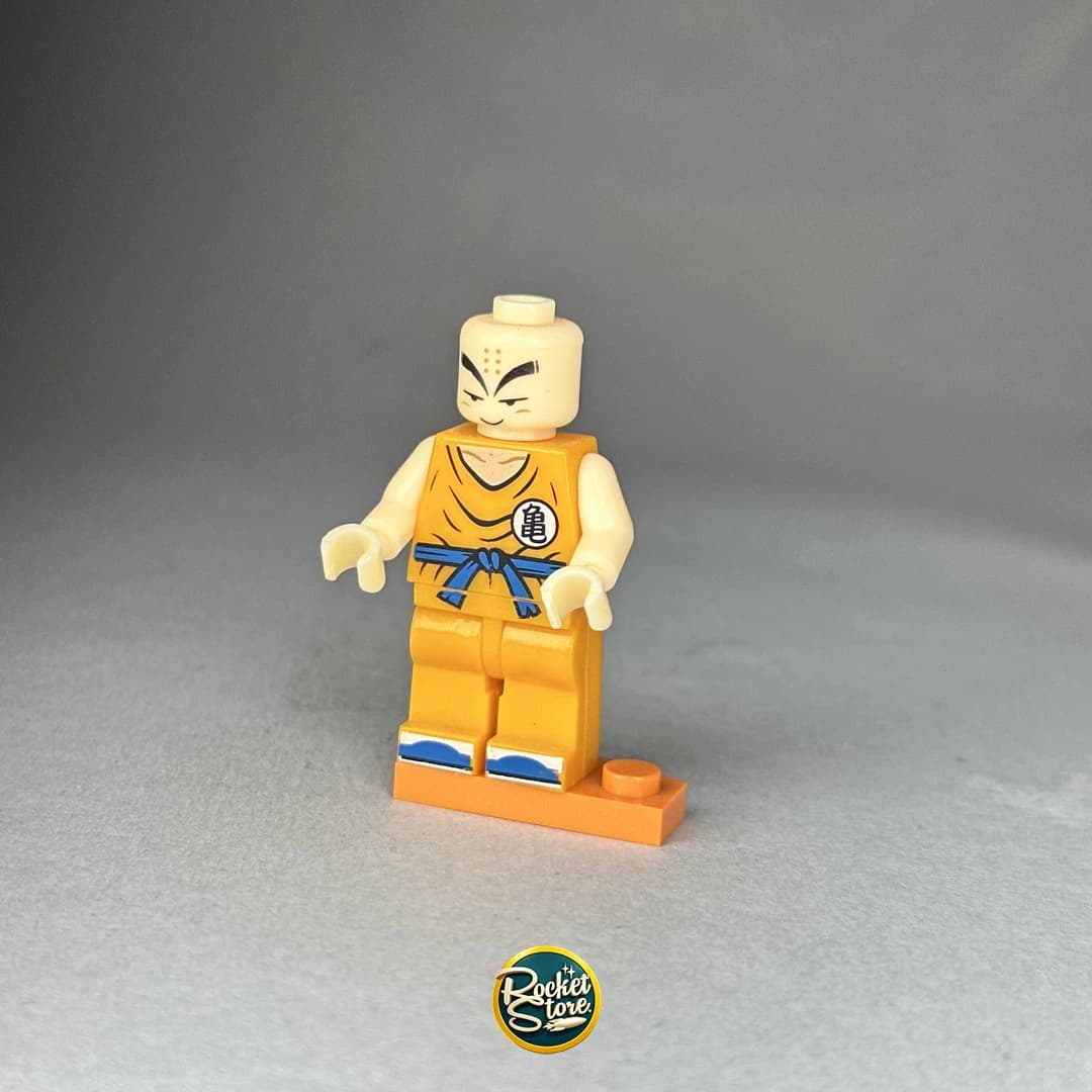 Minifigura tipo LEGO Dragon Ball Krillin en Gi Naranja de Kame