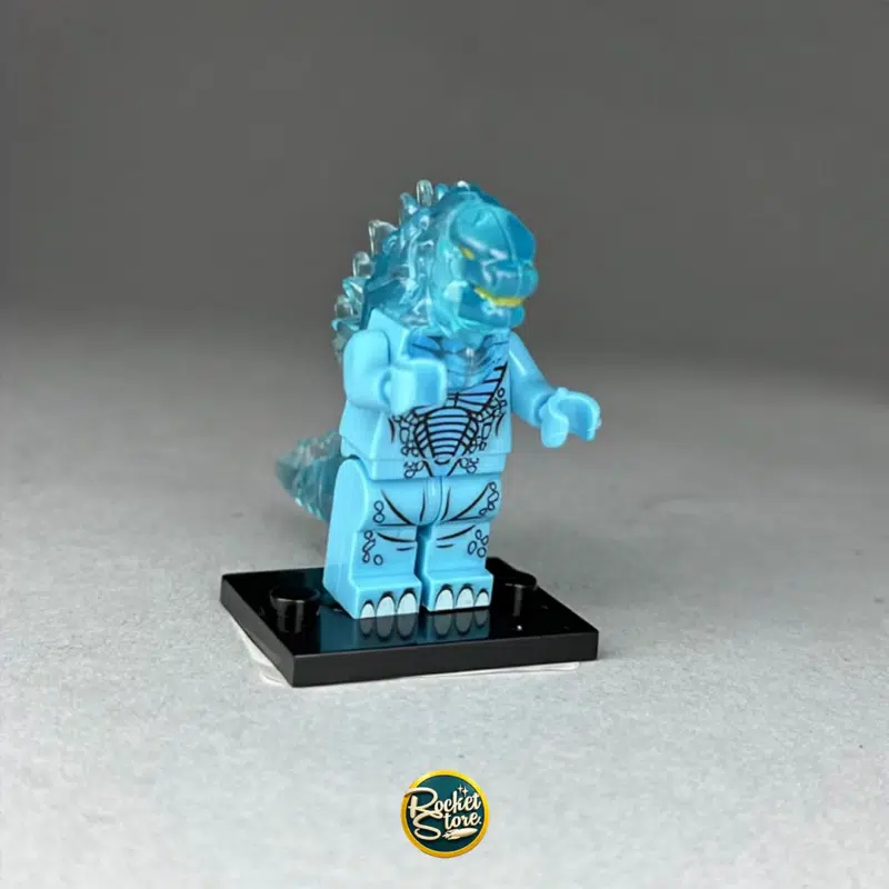Minifigura tipo LEGO Atomic Godzilla Azul Cristalino
