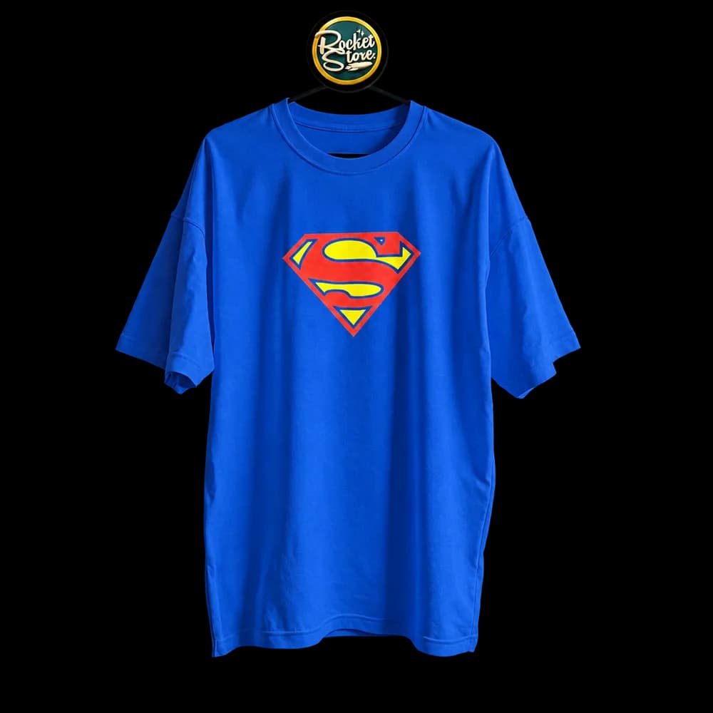 Camiseta Superman - Escudo S Pentagonal Azul Rey