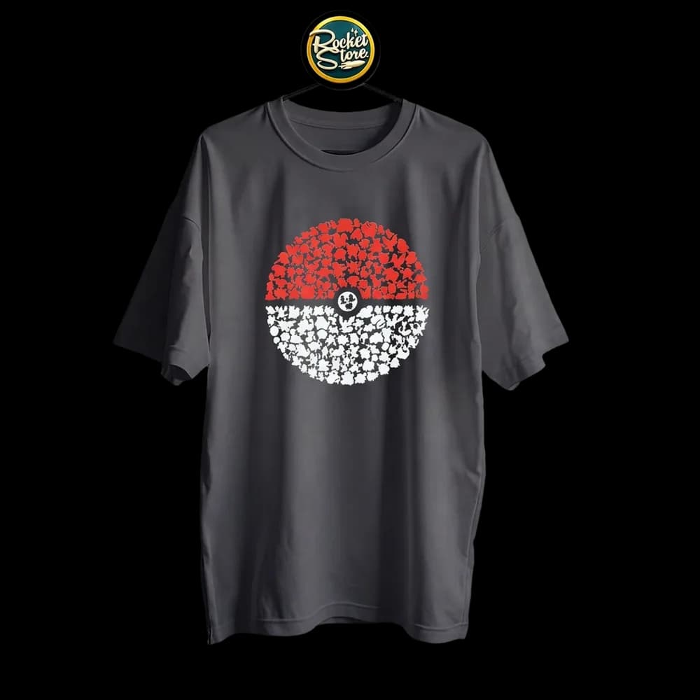 Camiseta Pokémon - Mosaico Pokébola 151 Kanto Negro
