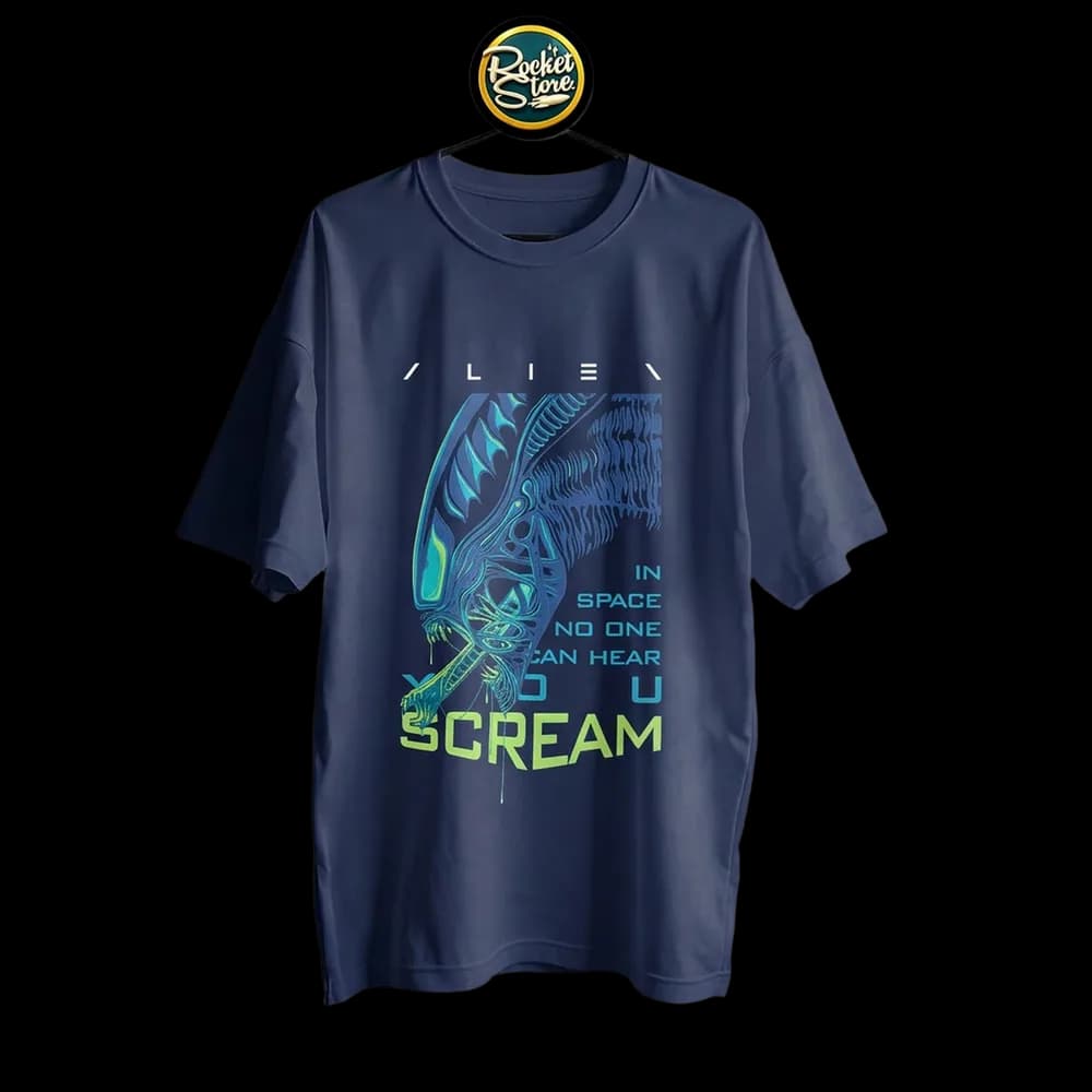 Camiseta Alien - In Space No One Can Hear You Scream Azul Marino