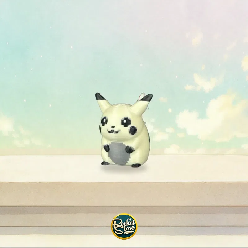 Figura Pokémon Pikachu Retro Blanco y Negro #025 - Impresión 3D 1" (animación 360°)