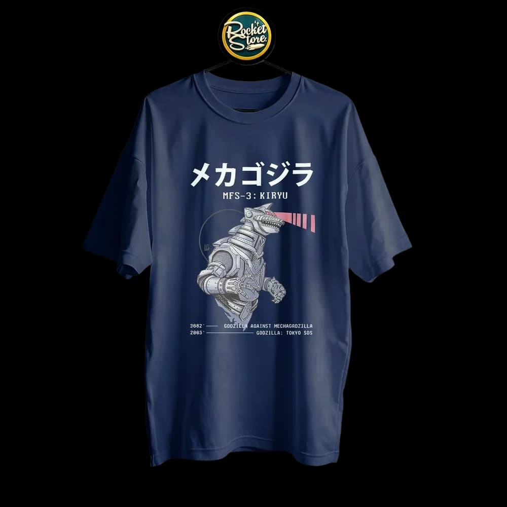 Camiseta Mechagodzilla - MFS-3 Kiryu Tokyo SOS Azul Marino