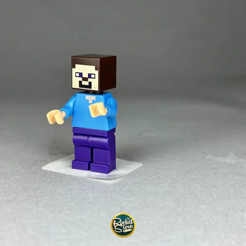 Minifigura tipo LEGO Steve Minecraft Cabeza Cúbica