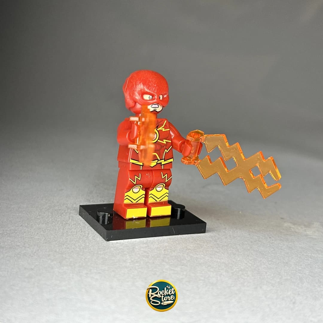 Minifigura tipo LEGO The Flash Traslúcido con Rayos Eléctricos