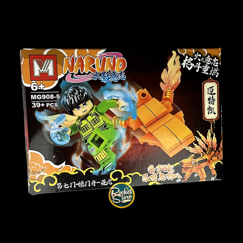 Set tipo LEGO Naruto Might Guy con Aura de Chakra