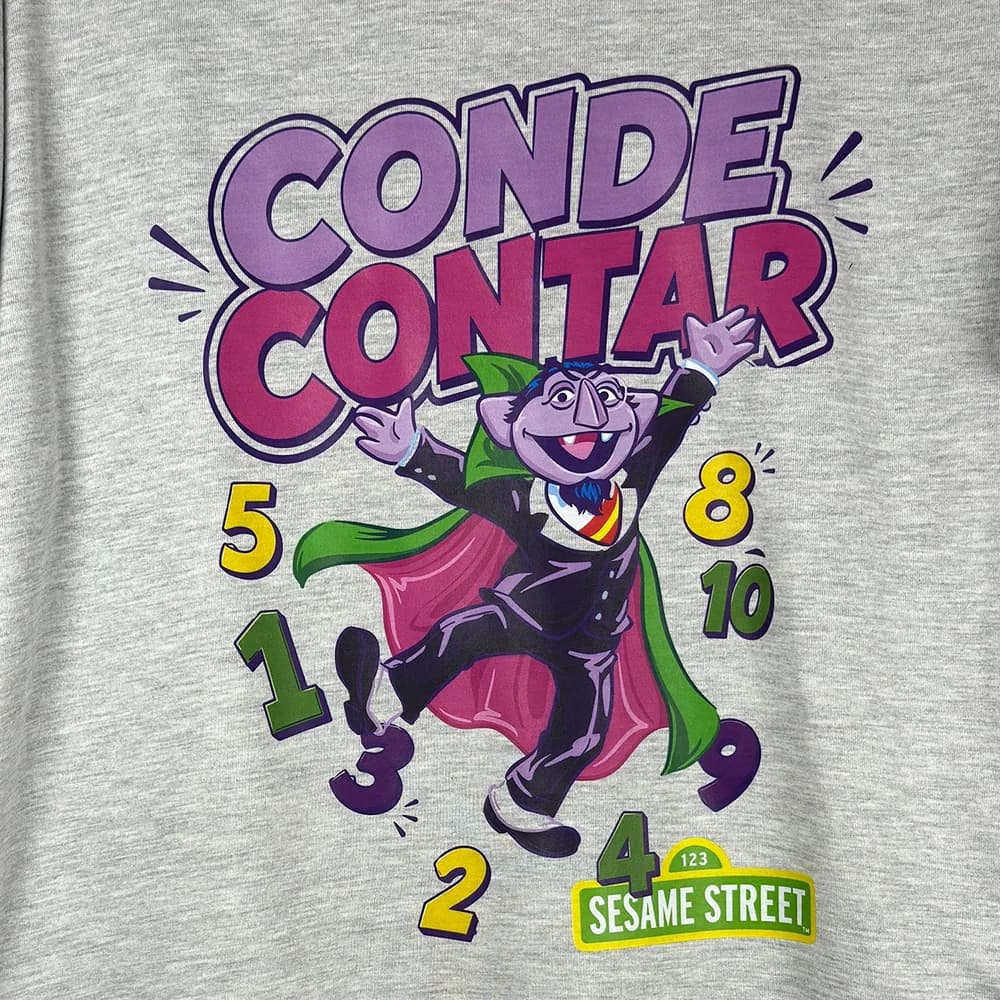 Camiseta Plaza Sésamo - El Conde Contar y Números Gris Jaspe - Foto 1