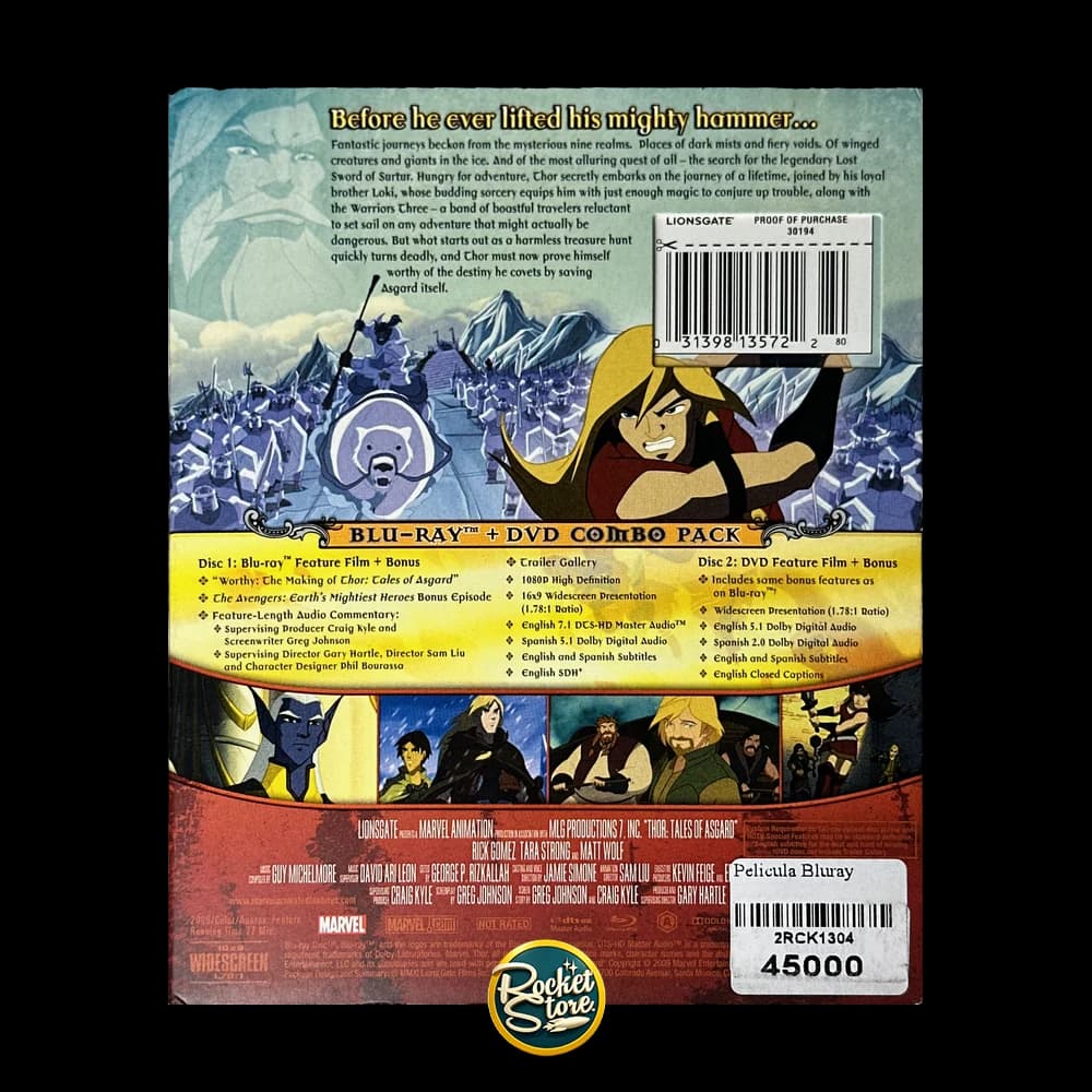 Blu-ray + DVD Thor: Tales of Asgard (Marvel Animated Features) - contraportada
