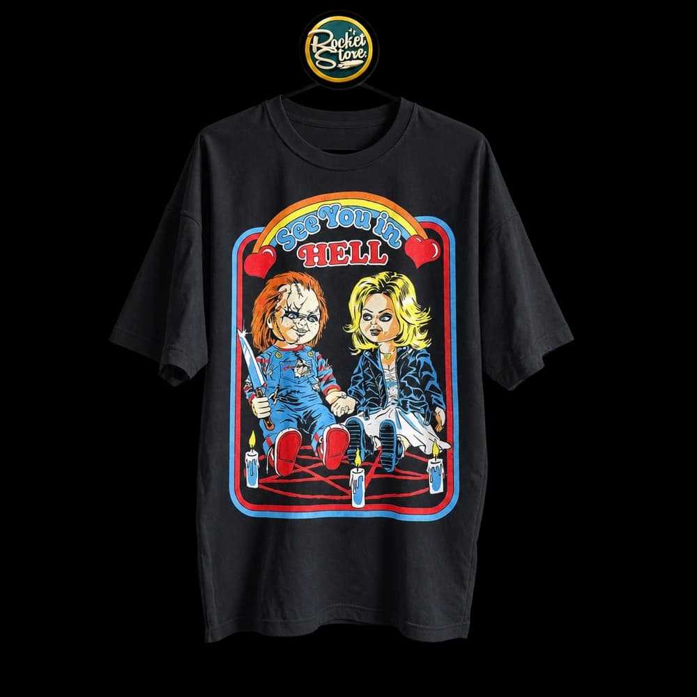Camiseta Chucky - See You in Hell Chucky & Tiffany Negro