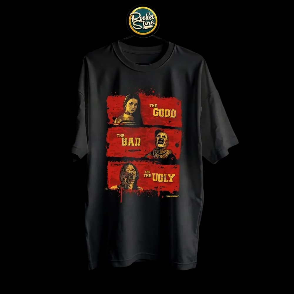 Camiseta Terrifier - The Good The Bad and The Ugly Negro