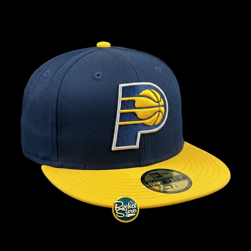 Gorra Indiana Pacers NBA Oficial (Azul Marino / Visera Amarilla / Fitted)