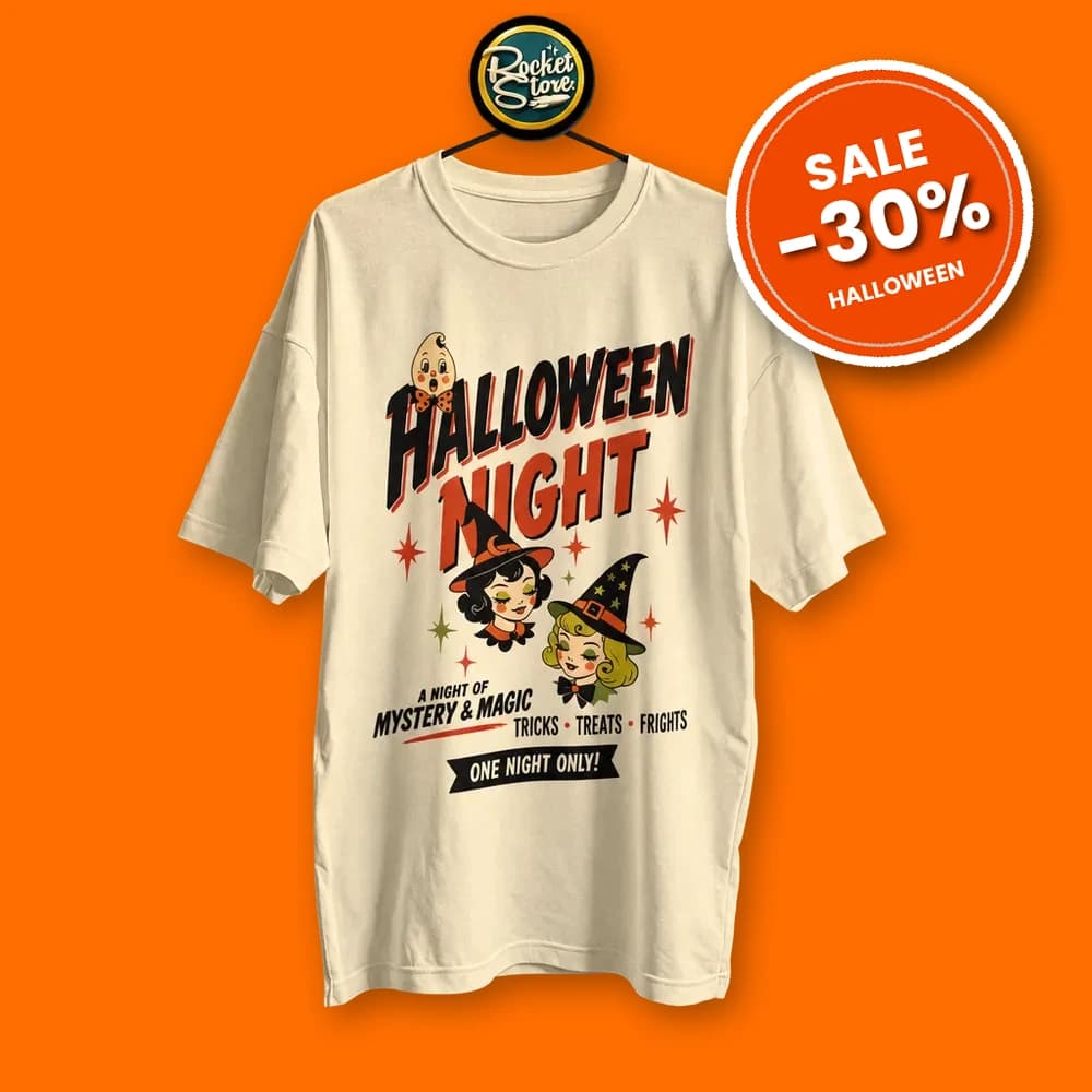 Camiseta Halloween Night - Witches & Magic (Light Cream)