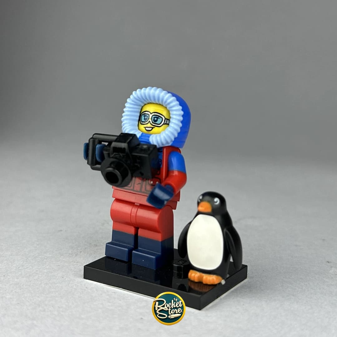 Minifigura LEGO Fotógrafa de la Naturaleza con Pingüino Serie 16