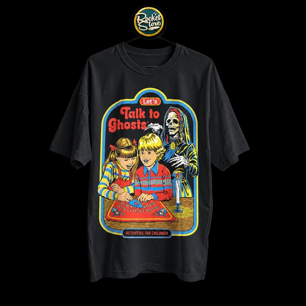 Camiseta Let's Talk to Ghosts - Ouija Activities for Children Negro