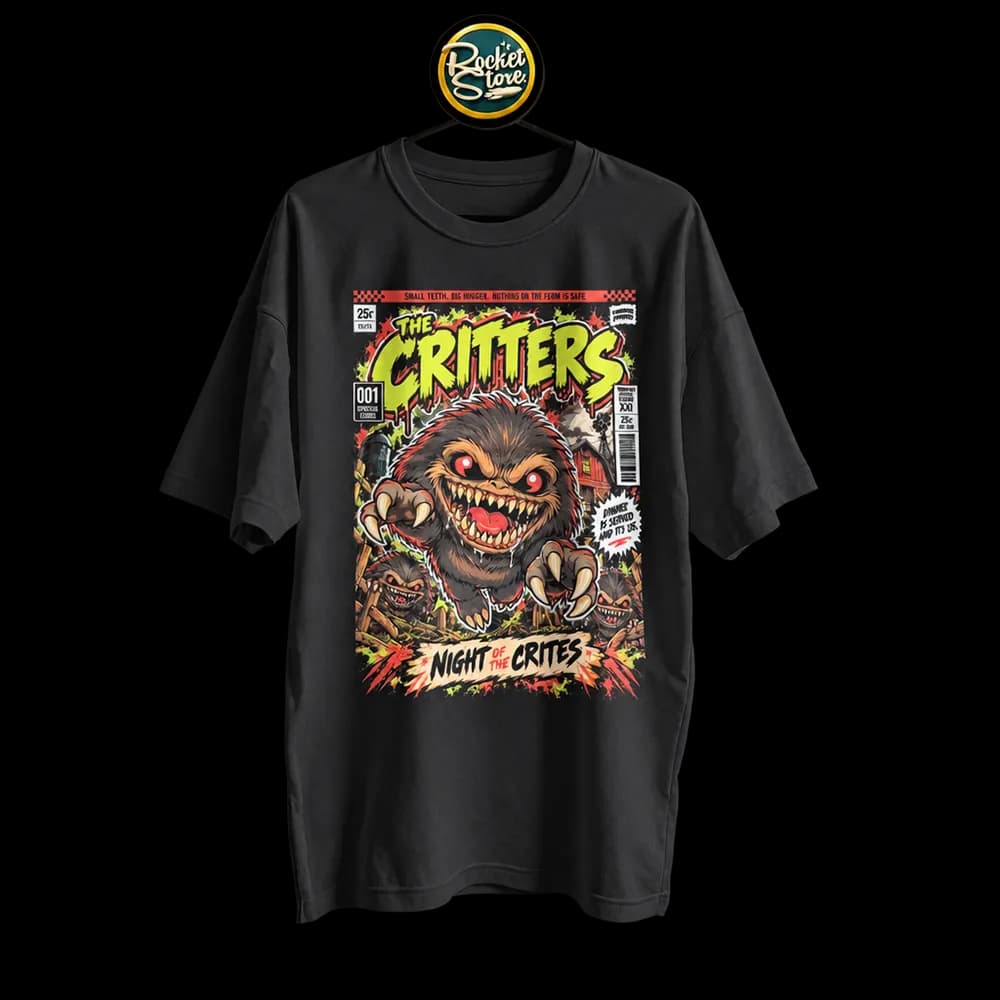 Camiseta Critters - Night of the Crites Cómic 001 Negro