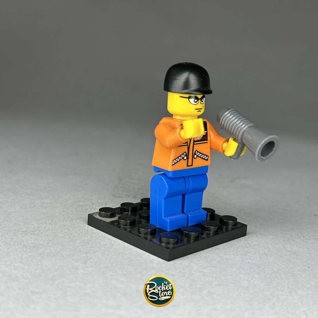 Minifigura tipo LEGO Obrero de Construcción con Martillo Neumático