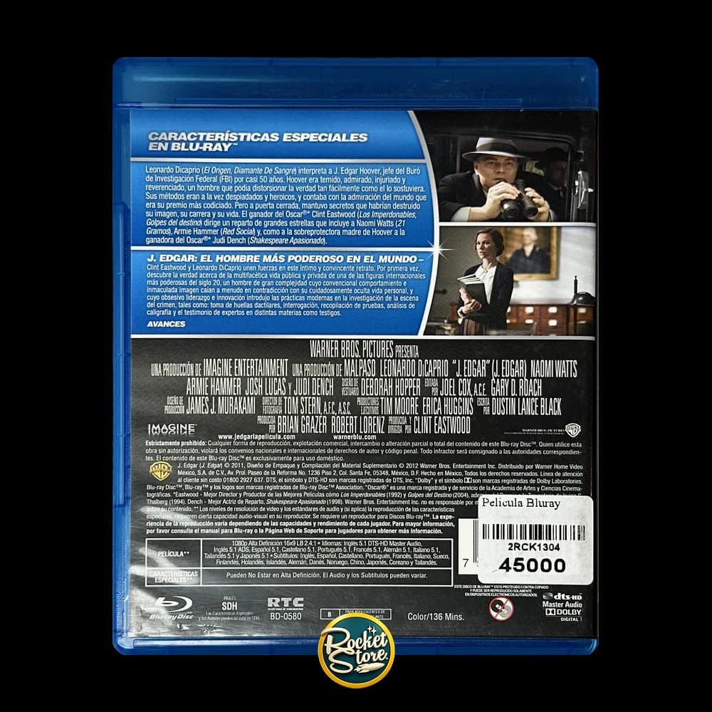 Blu-ray J. Edgar - contraportada