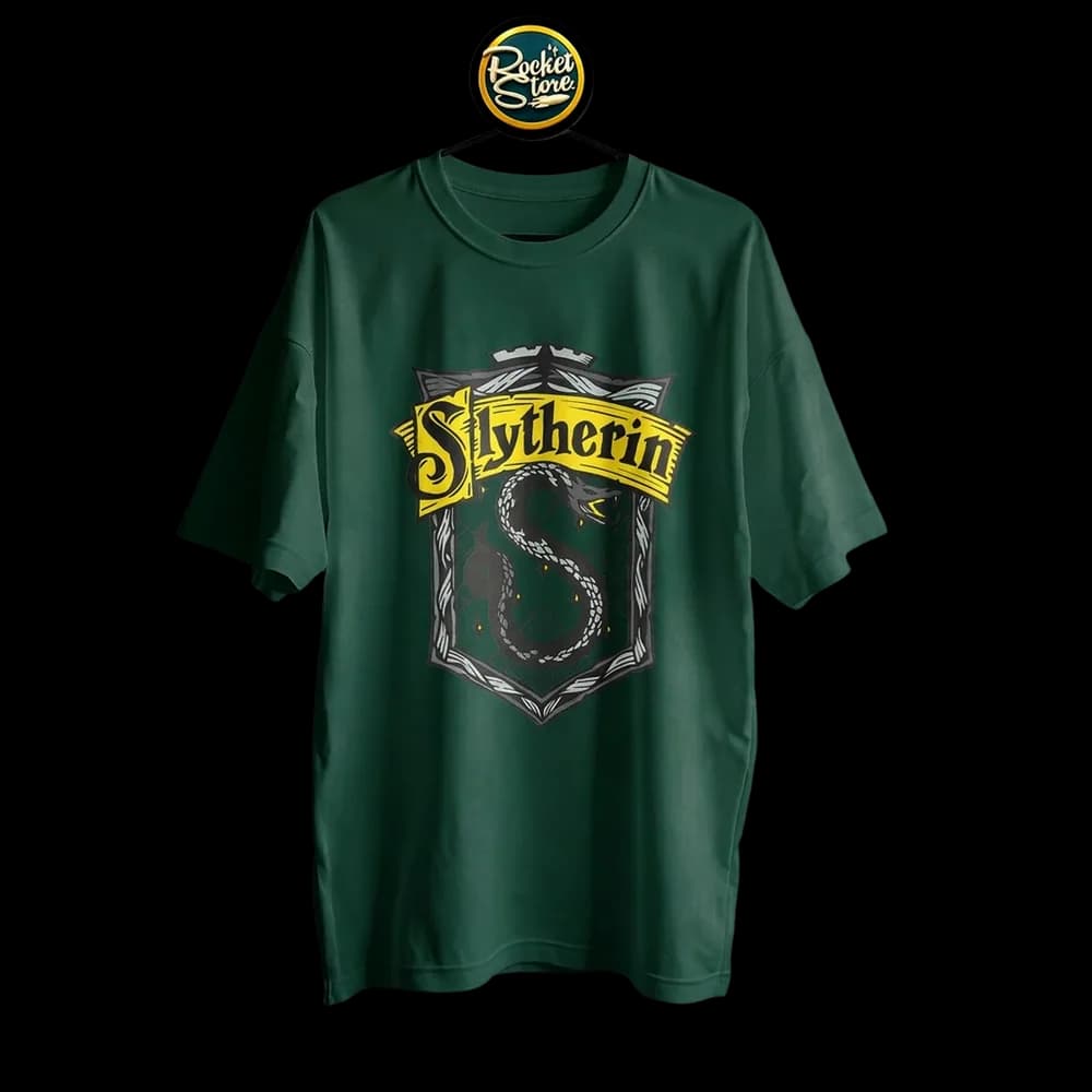 Camiseta Harry Potter - Escudo Slytherin Verde Esmeralda