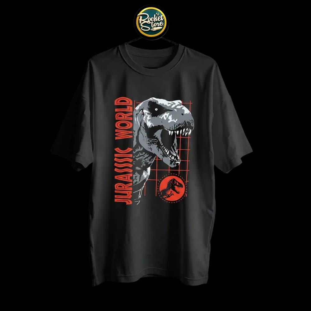 Camiseta Jurassic World - Tiranosaurio Rex Retícula Negro - Foto 2