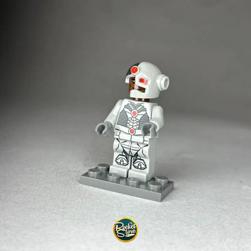 Minifigura tipo LEGO DC Comics Cyborg Armadura Plata y Blanco