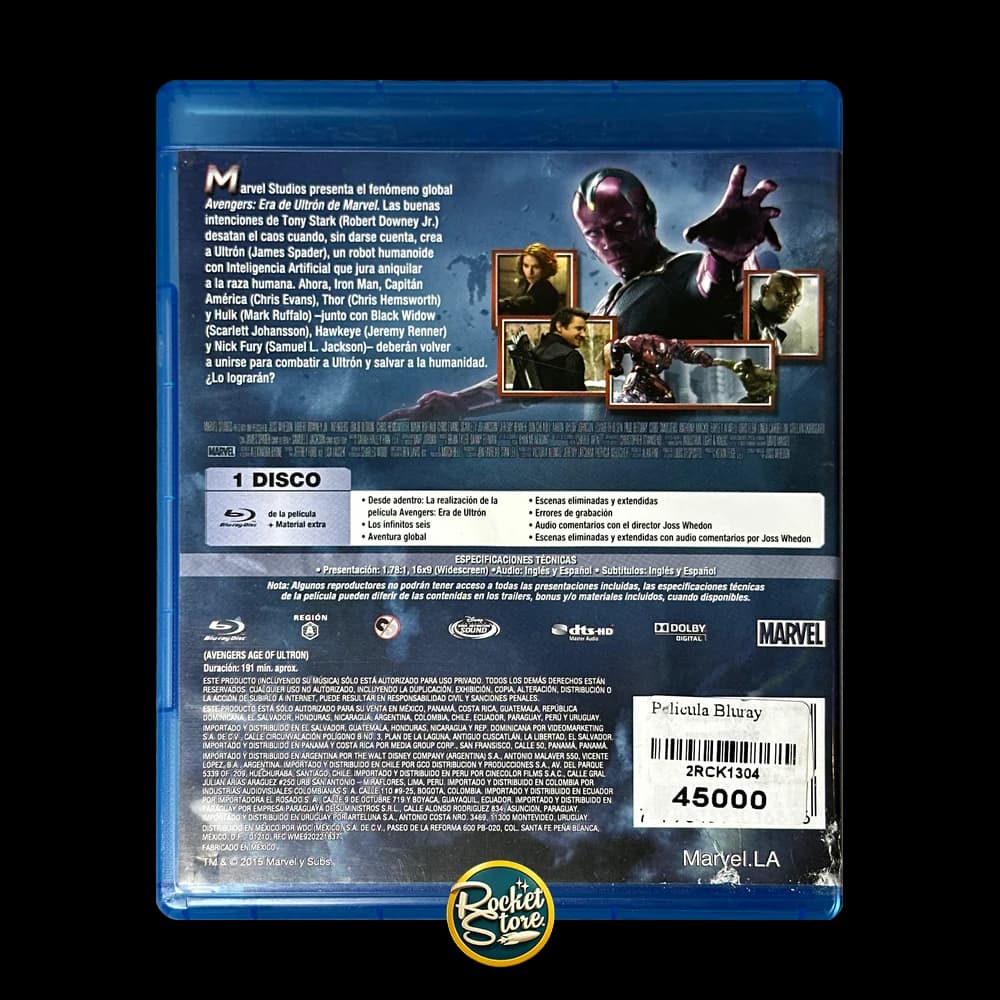 Blu-ray Avengers: Era de Ultrón - contraportada