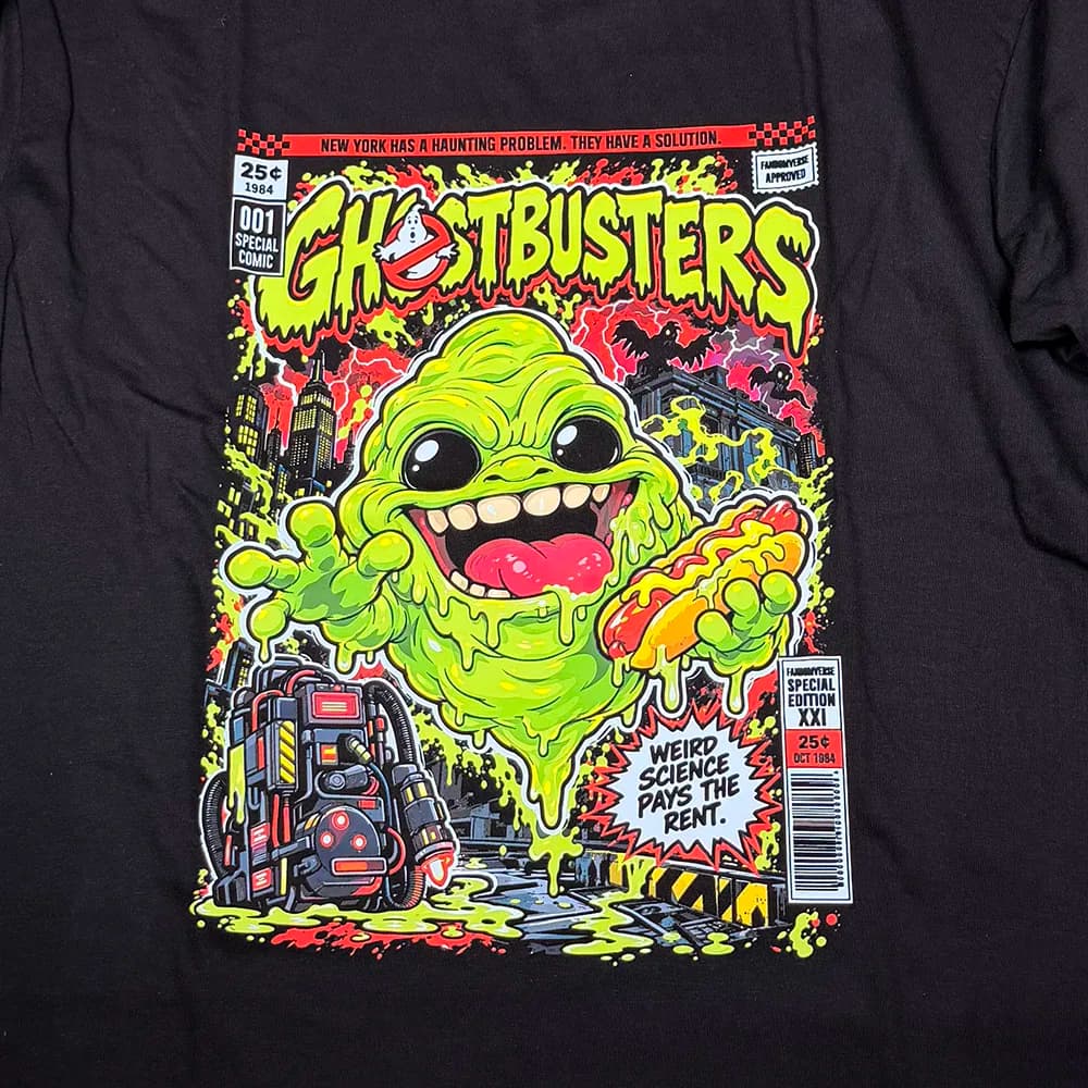 Camiseta Ghostbusters - Slimer Portada Cómic Retro 001 Negro
