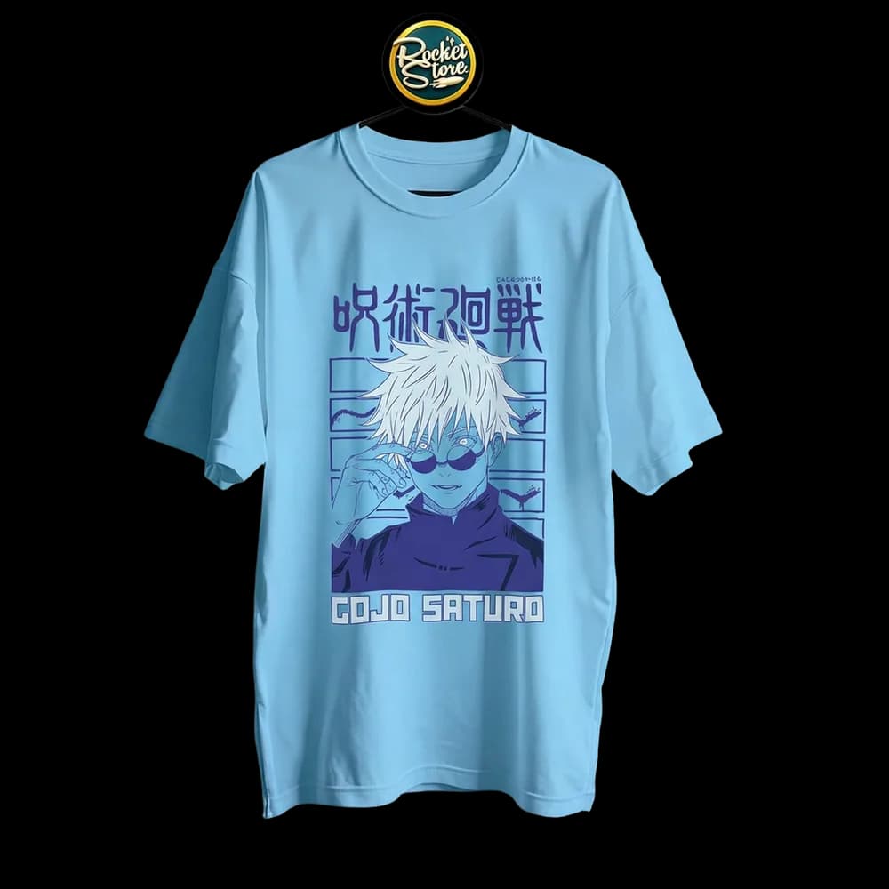 Camiseta Jujutsu Kaisen - Satoru Gojo Six Eyes Azul Celeste