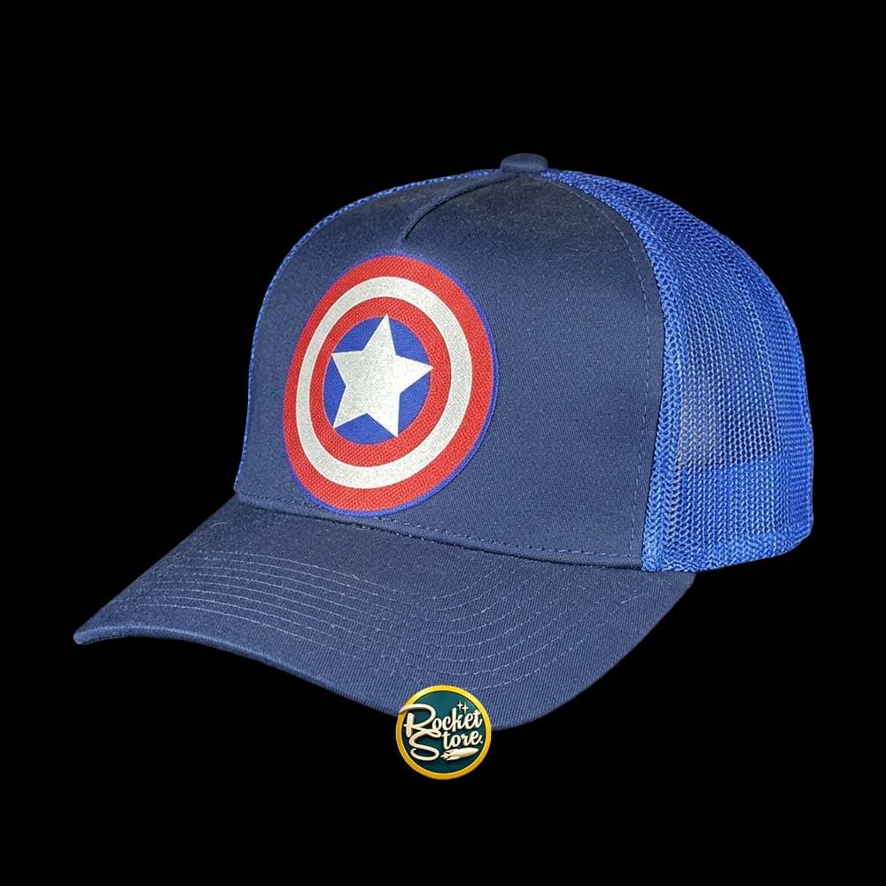 Gorra Captain America Escudo Circular Marvel Trucker (Azul Marino / Malla)