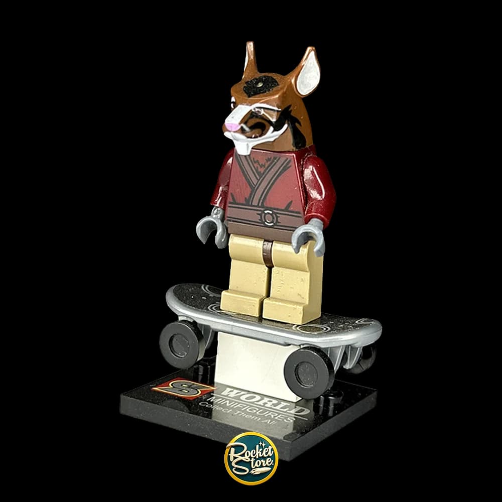 Minifigura tipo LEGO Maestro Splinter Rata Ninja en Skateboard TMNT