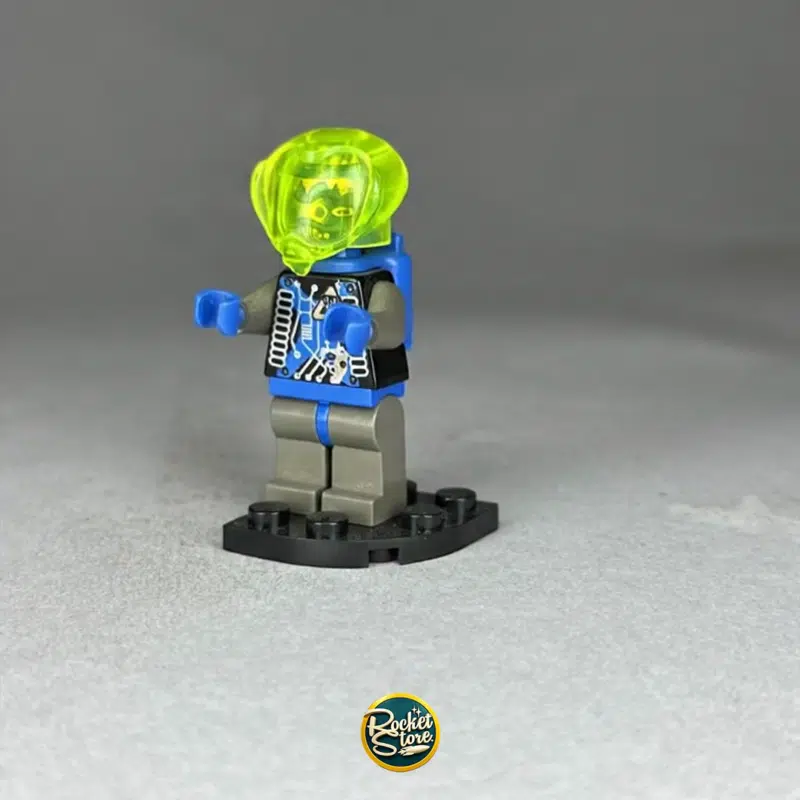 Minifigura tipo LEGO Astronauta Alien Clásico con Casco Verde Neón