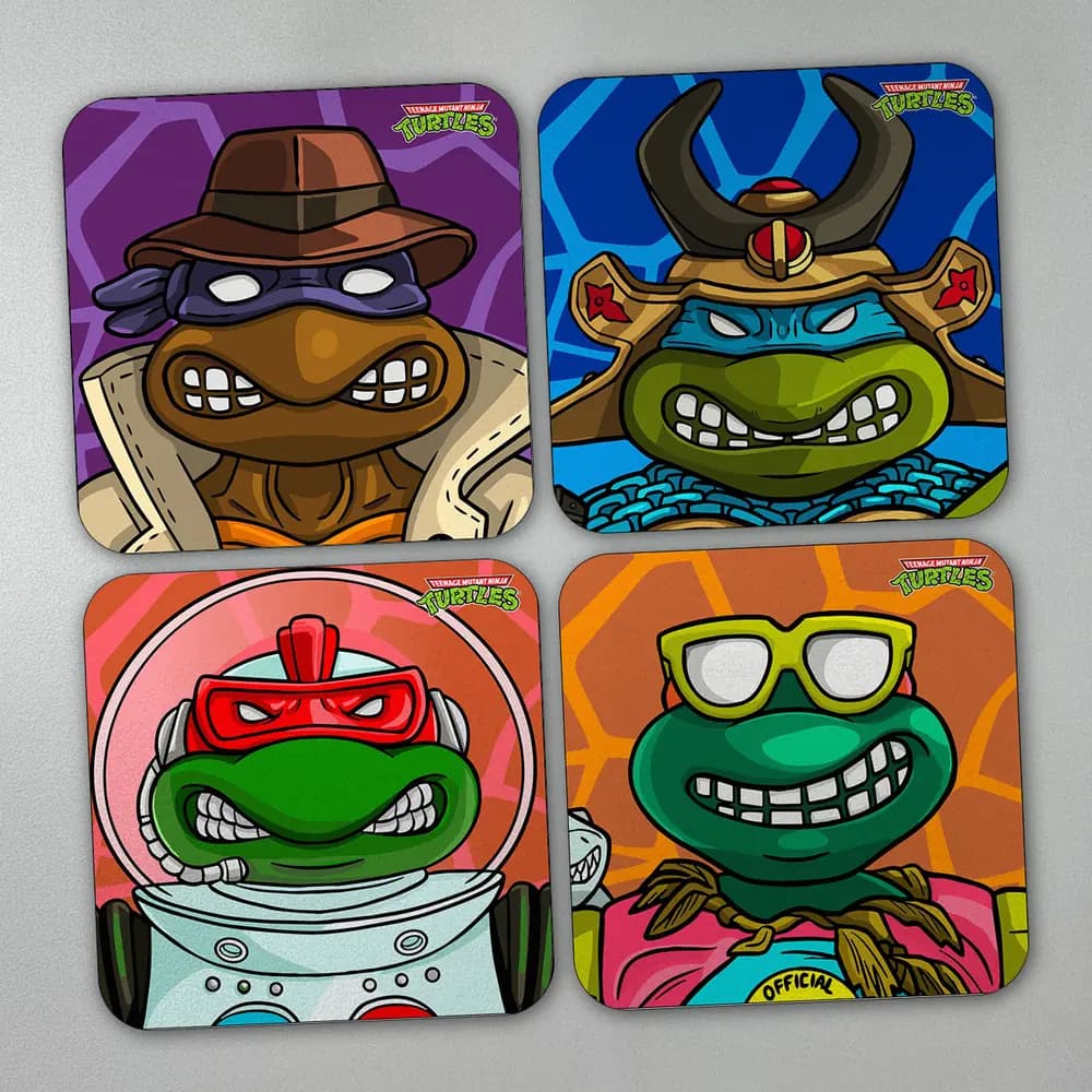 Set x 4 Portavasos Tortugas Ninja TMNT - Figuras Clásicas Retro