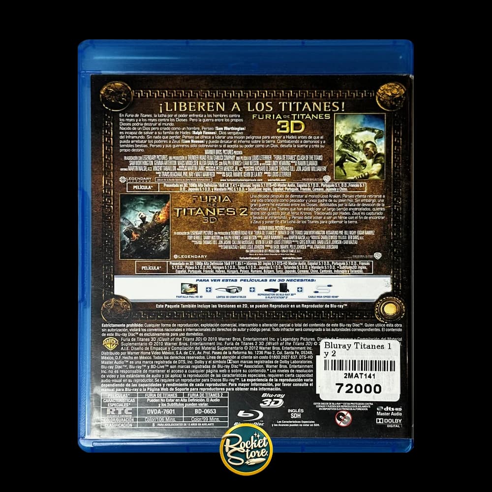 Blu-ray 3D Titanes 2-Pack: Furia de Titanes 1 y 2 - contraportada
