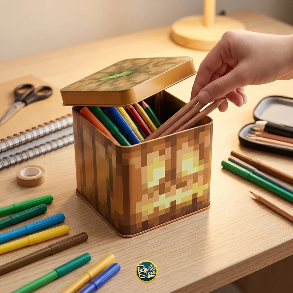Caja metálica Calabaza Minecraft como organizador de colores