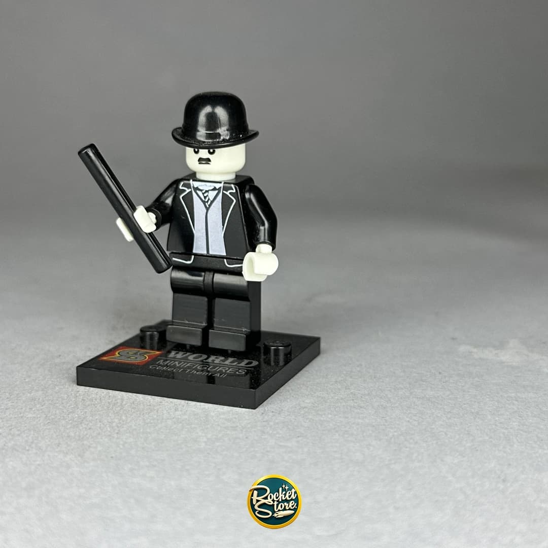 Minifigura tipo LEGO Alex DeLarge La Naranja Mecánica con Bastón