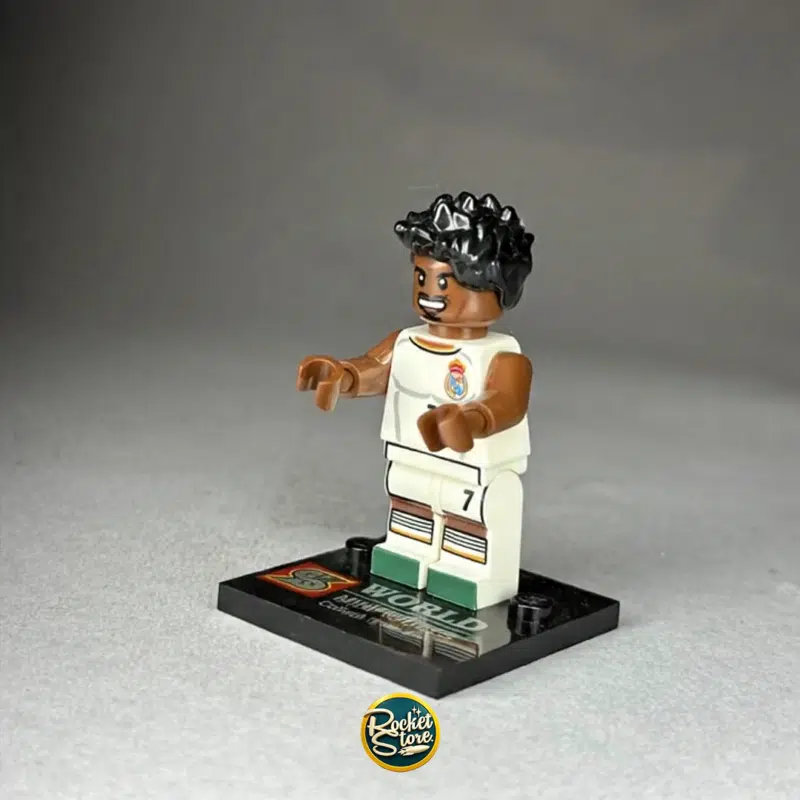 Minifigura tipo LEGO Vinicius Jr. #7 Real Madrid Camiseta Blanca