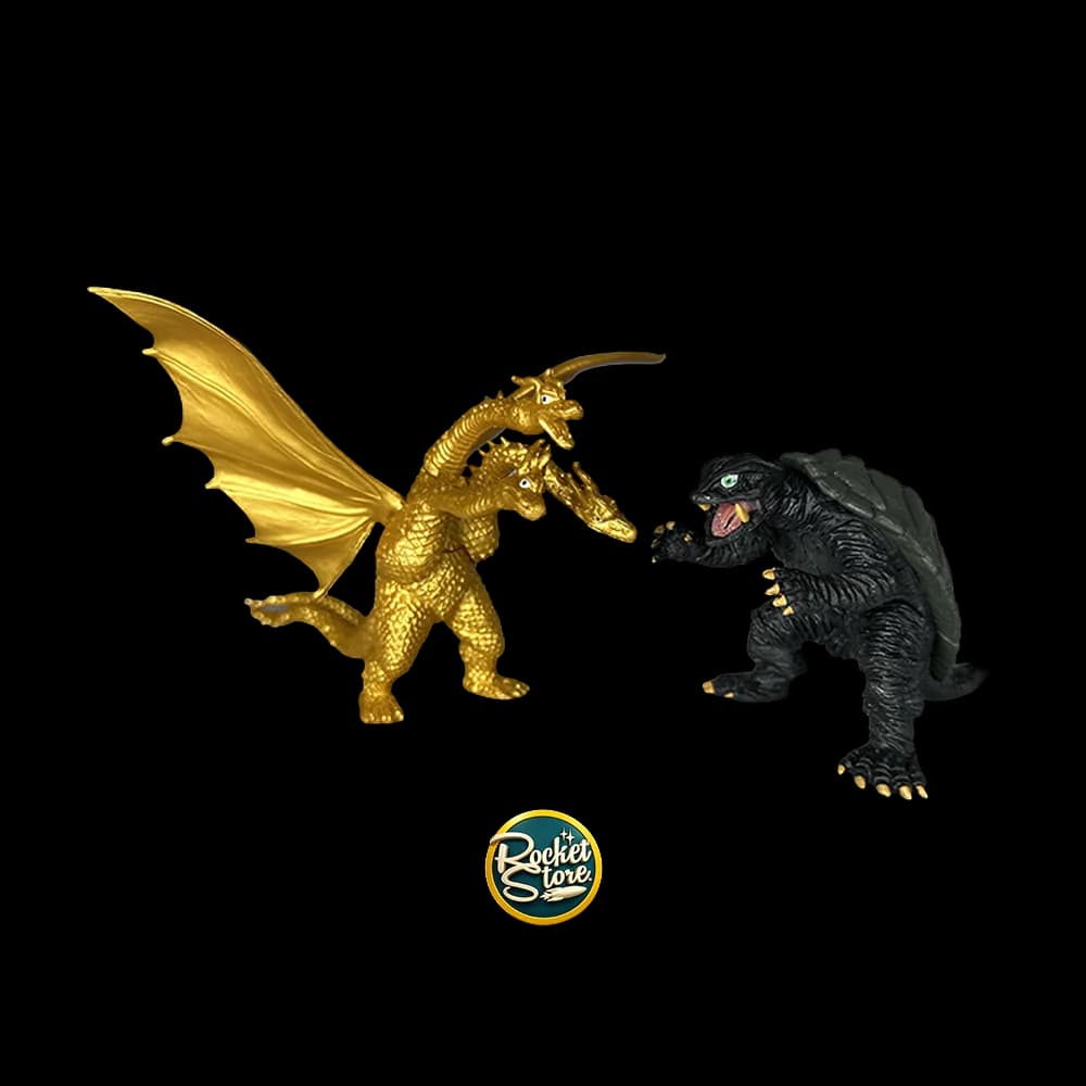 Set Dúo Kaiju King Ghidorah Dorado y Gamera (Escala 4 Pulgadas)