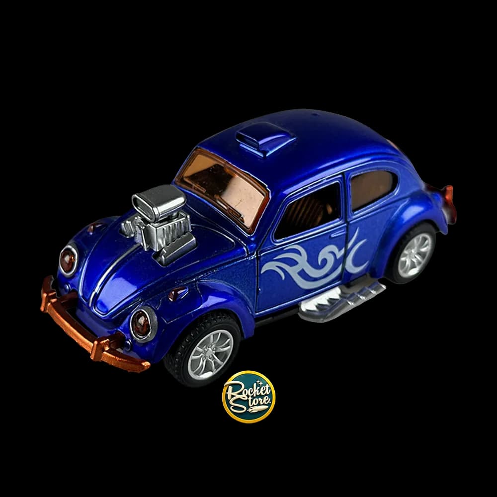 Volkswagen Beetle Azul Custom Motor Expuesto 1:43