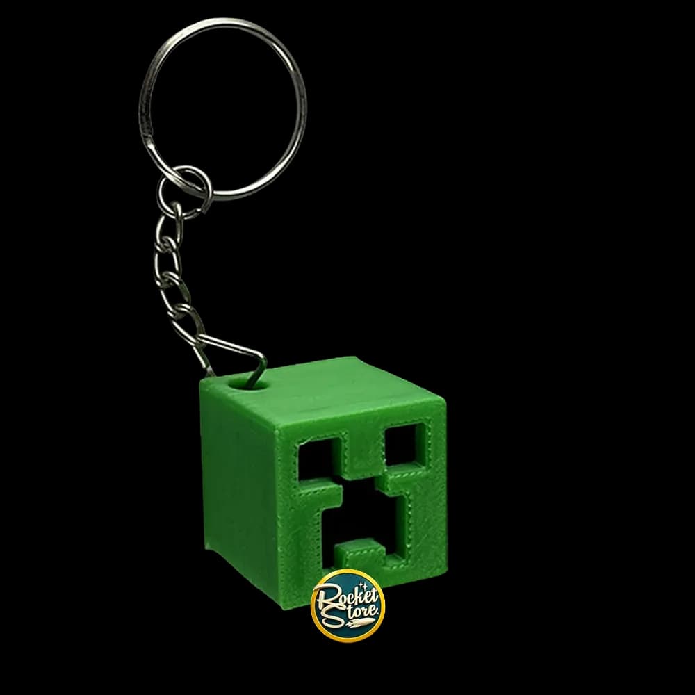 Llavero Cubo 3D Cabeza de Creeper - Minecraft