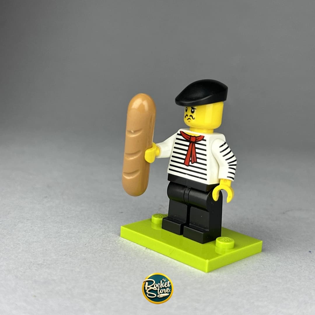 Minifigura LEGO Chef Francés con Baguette Serie 17