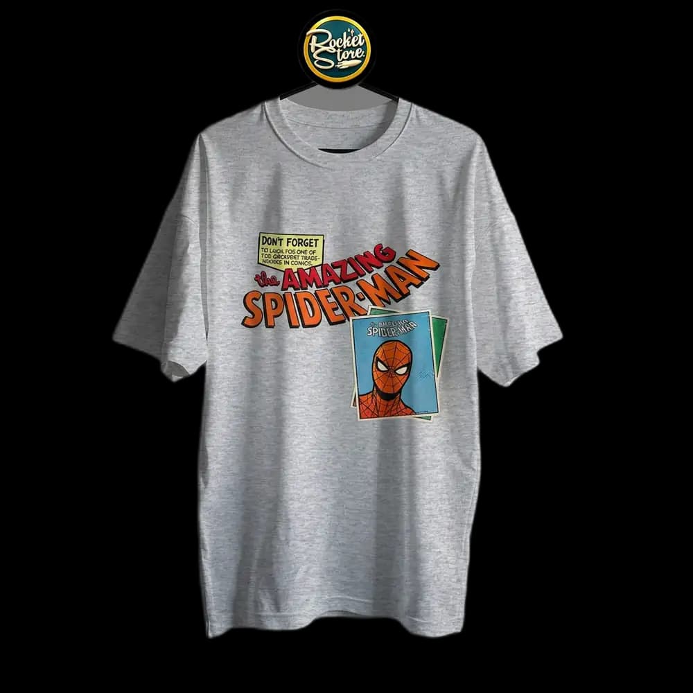 Camiseta The Amazing Spider-Man - Trading Cards Gris Jaspe