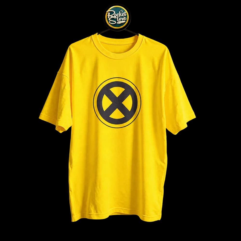 Camiseta X-Men - Logo X Circular Negro Amarillo