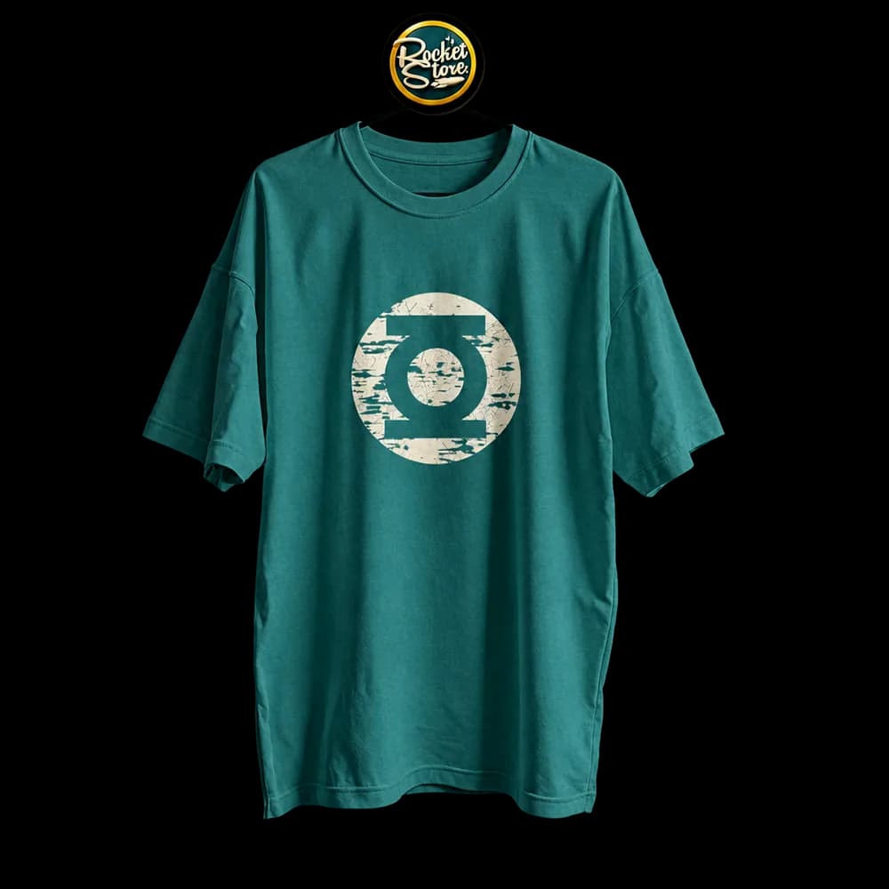 Camiseta Green Lantern - Emblema Vintage Desgastado Verde