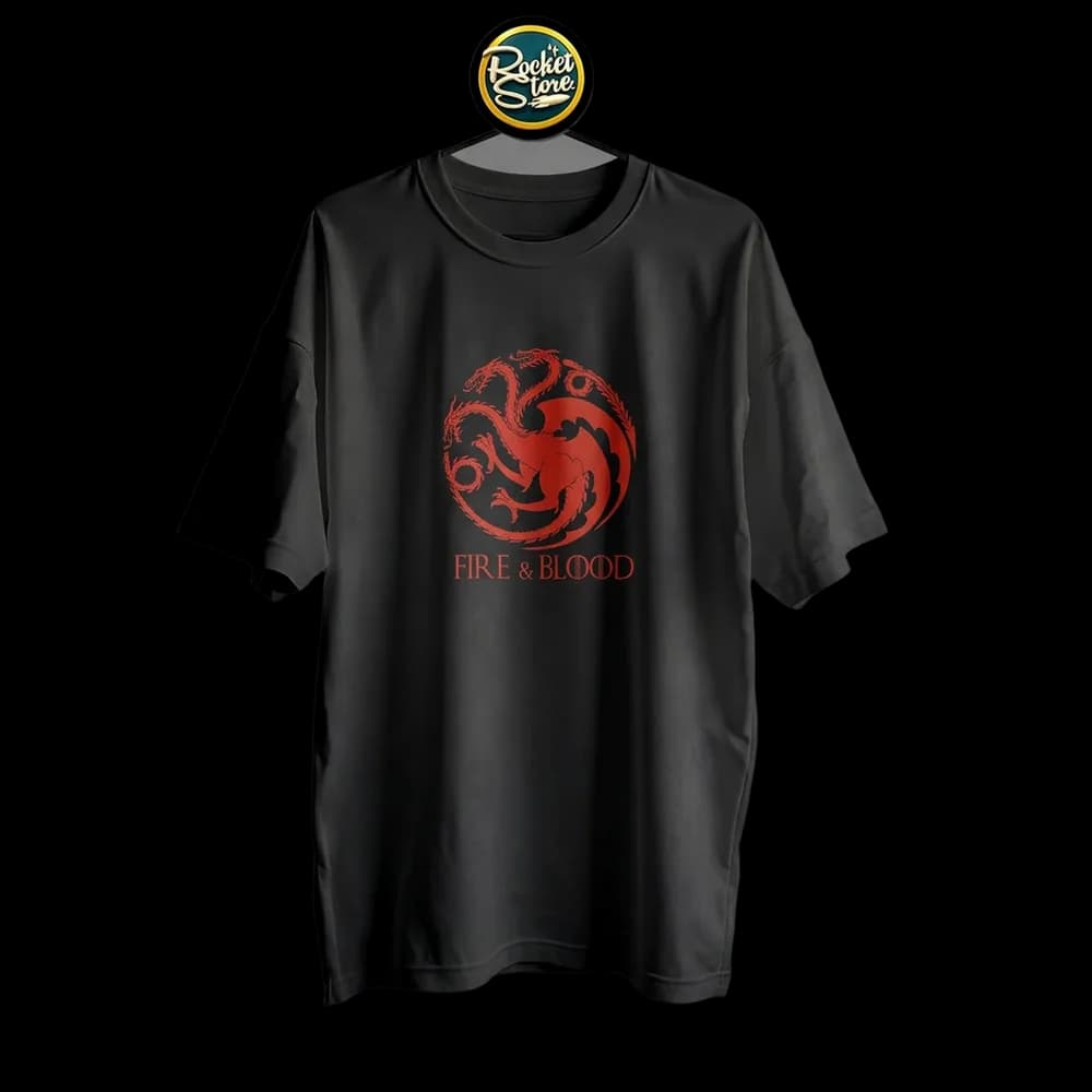 Camiseta House of the Dragon - Casa Targaryen Fire & Blood Negro
