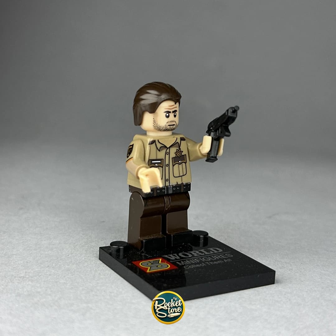 Minifigura tipo LEGO Sheriff Rick Grimes con Revólver TWD