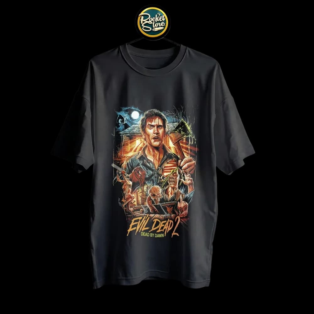 Camiseta Evil Dead 2 - Ash Williams Hacha Sangrienta Negro