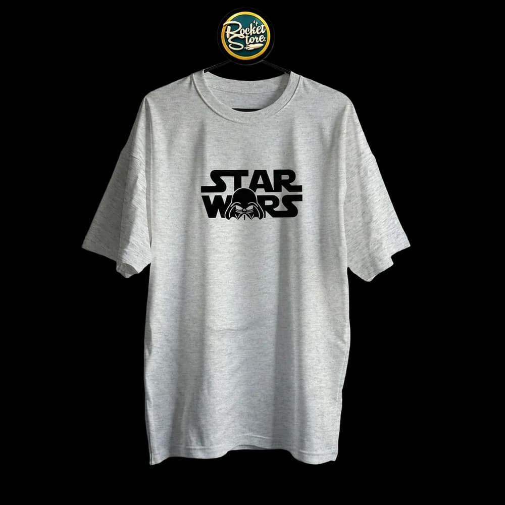 Camiseta Star Wars - Darth Vader Silhouette Logo Gris Jaspe