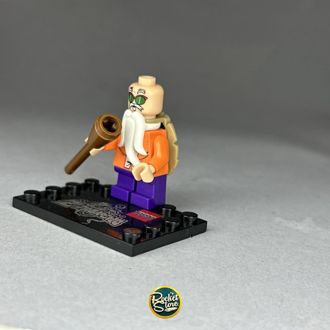 Minifigura tipo LEGO Dragon Ball Maestro Roshi con Bastón y Caparazón
