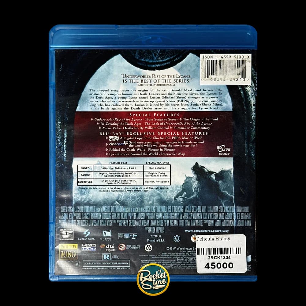 Blu-ray Inframundo: La Rebelión de los Licántropos (Underworld: Rise of the Lycans) - contraportada