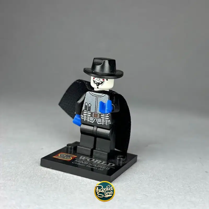 Minifigura tipo LEGO V for Vendetta con Máscara de Guy Fawkes y Dagas